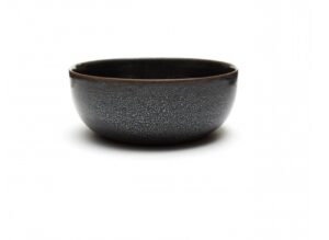 Stoneware brush washer with black glaze and ‘oil spot’ effect from Northern Song China; admired by Byron Kim for its cosmic, galaxy-like surface.
